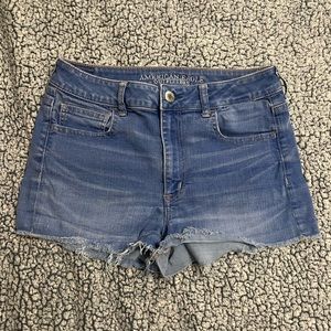 American eagle jean shorts, medium wash, size 12, super stretch